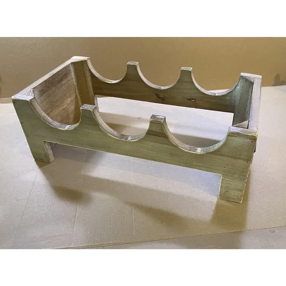 Rustic Wood Countertop Wine Rack 3 Bottle Whitewashed Wood Finish 13